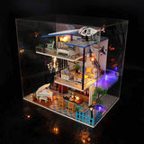 Hoomeda 13847 'Blue Romance‘ w/ LEDs, Dust Proof Cover and Glues Wooden Miniature Dollhouse Furniture Kits Dollhouse Handmade Gifts