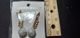 Gold Ribbon & Grey bead Earrings A2-5