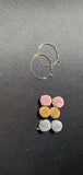 Pink, Grey & Brown pompom Ring hoop Earrings D1-2