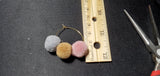 Pink, Grey & Brown pompom Ring hoop Earrings D1-2