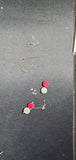 Red & Grey Felt Ball & Long Stem Earrings D1-4