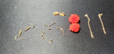 Red Pompom & Checkered Ribbon Earrings D1-5