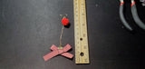 Red Pompom & Checkered Ribbon Earrings D1-5