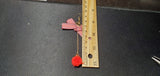Red Pompom & Checkered Ribbon Earrings D1-5