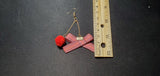 Red Pompom & Checkered Ribbon Earrings D1-5