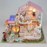 Hoomeda 13846 Sweet Words DIY House With Furniture Music Light Cover Car Miniature Model Gift Decor