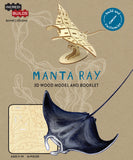 IncrediBuilds Animal Collection Manta Ray 3D Wood Model and Booklet