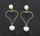 Pearl & Grey Button & Heart Earrings A2-4