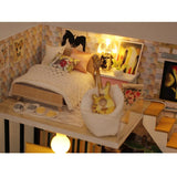 Hoomeda M031 Cynthia's Holiday DIY House With Furniture Music Light Cover Miniature Model Gift Decor Models