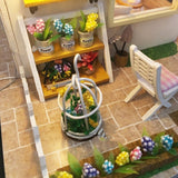 Hoomeda M033 Pink Loft DIY House With Furniture Music Light Cover Miniature High Quality Decor Toy