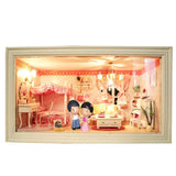 Hoomeda 13818 Pink Dream DIY Handmake Dollhouse With Music Light Cover Doll House Miniature Gift Decor Toy For Children