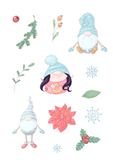 light colour gnome christmas stickers