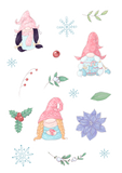 light colour gnome christmas stickers