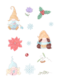 light colour gnome christmas stickers
